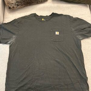 XXL Black and Grey Striped Carhartt T-Shirt